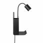Preview: Nordlux USB Roomi Wandleuchte in Schwarz mit Magazinfach
